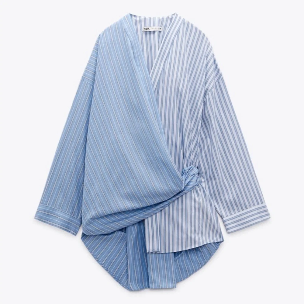 NWT Zara Poplin Wrap Shirt - Picture 8 of 11